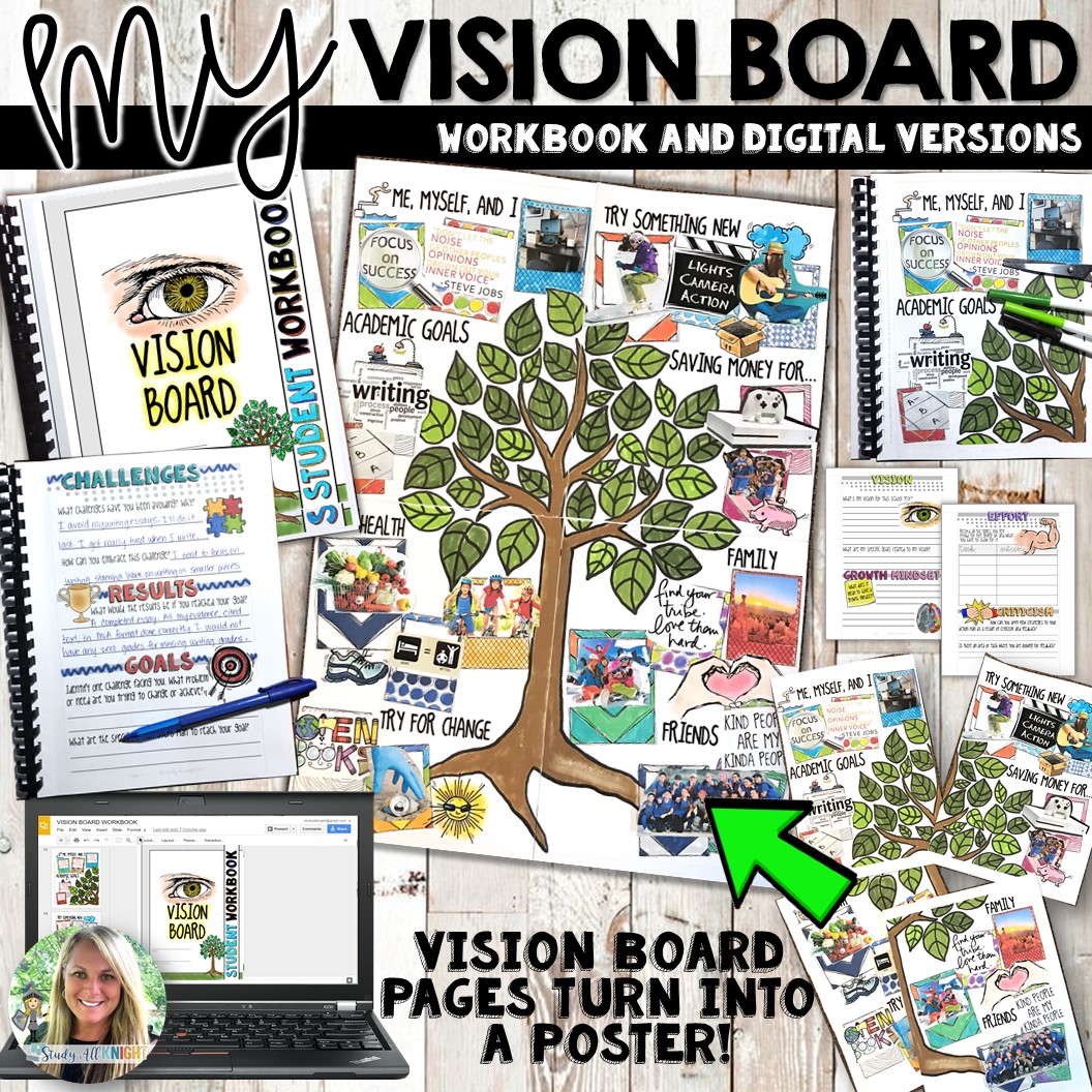 Vision Board Student Workbook, Goal Setting, It's Also a Poster! - Study  All Knight